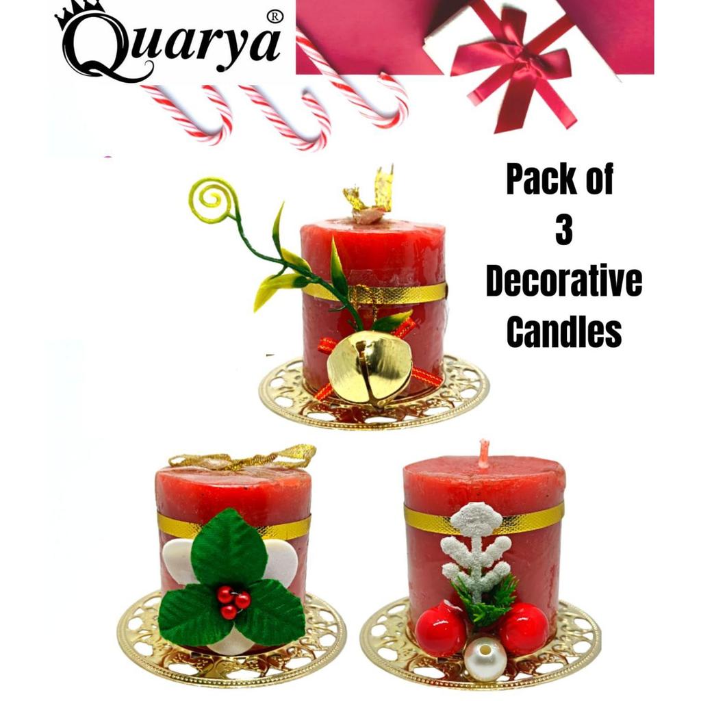 Рождественские свечи с декоративными элементами для Рождества, свечи с Сантой для украшения дома и офиса (Пакет из 3)