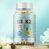 Мягкие капсулы с витамином D3 и витамином K2, приготовленные на натуральном кокосовом масле, полностью натуральные, подходят для взрослых.