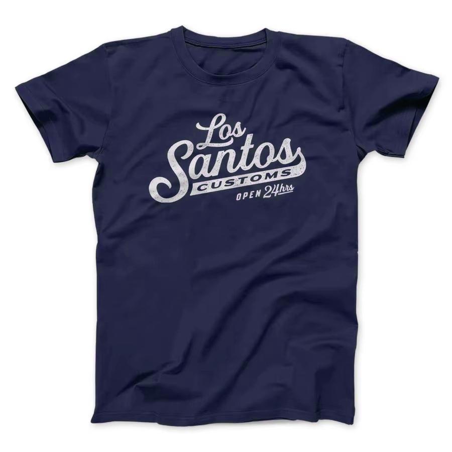 Los Santos Customs T Shirts Graphic Print Casual Tee Classic Letter Streetwear Oversize Loose Top Trendy Vintage Nostalgic Retro