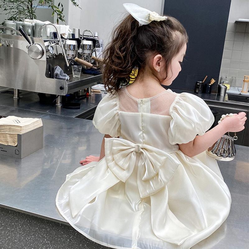 Летнее платье для девочек, платье принцессы с пышными рукавами, милое платье на день рождения