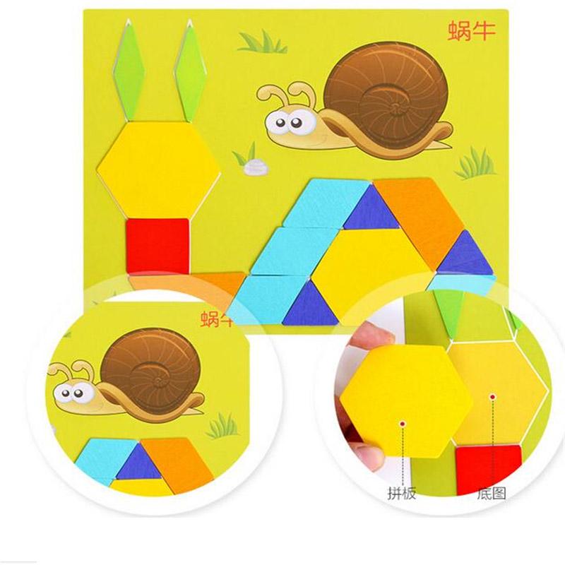 170 шт./набор красочных деревянных игрушек-головоломок «Танграм», геометрическая форма, забавная творческая игра-головоломка для малышей