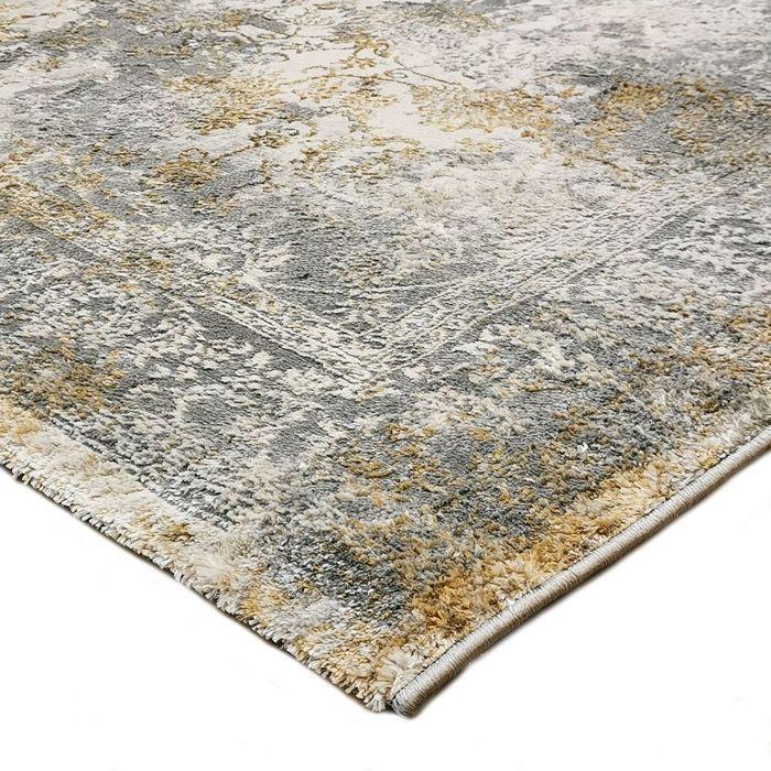 Tapis graphique effet usé gris or 120x170