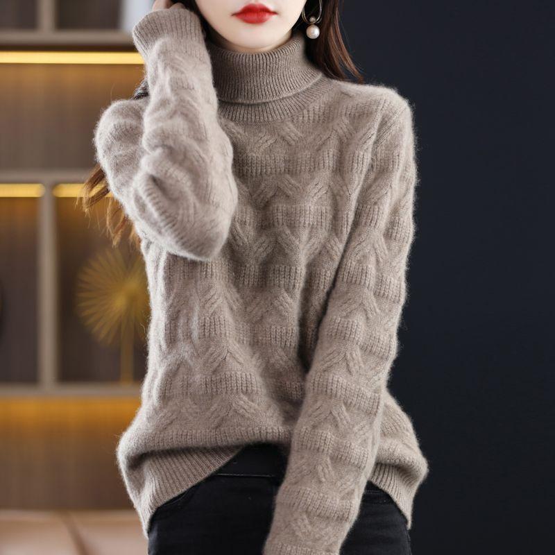Осень и зима новый женский водолазка свободный и тонкий модный теплый пуловер свитер утолщенный с трикотажной низ рубашки