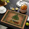 Рождественские льняные плейсматы, украшение стола, печатный плейсмат, нескользящие, теплоизоляционные, противоожоговые подкладки, кухонные аксессуары