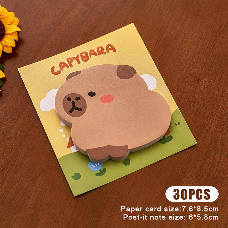 30Pcs Cartoon Kawaii Capybara Special Shaped Sticky Notes Portable Durable Message Paper Self-Adhesive Creative Cartoon Notepad