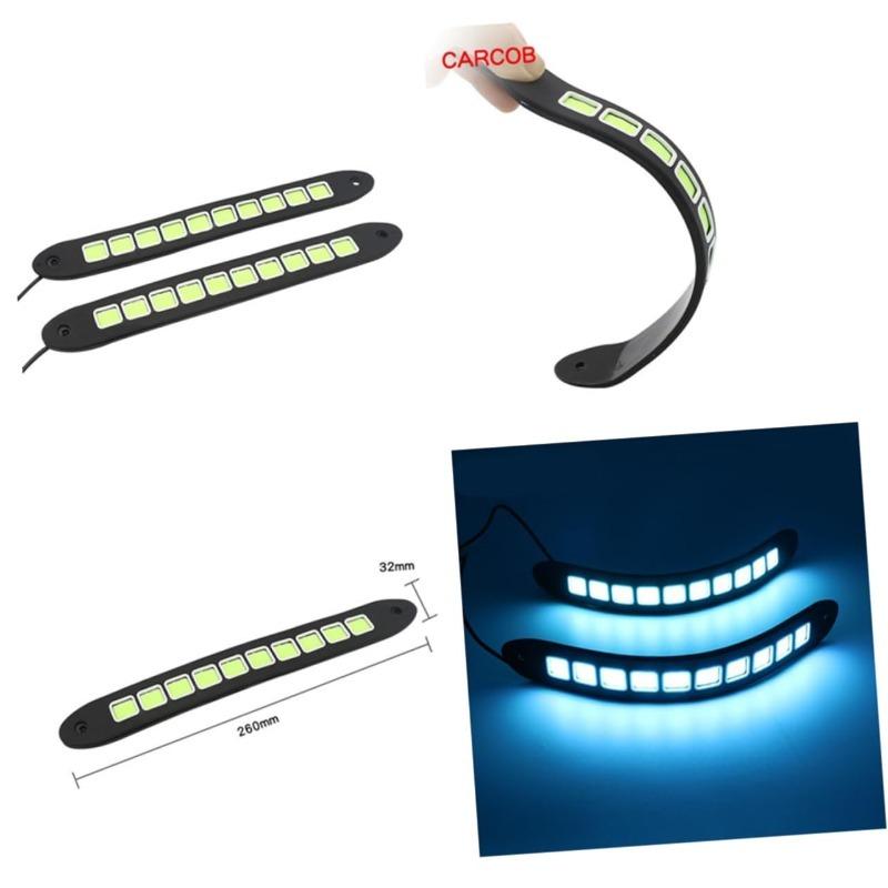 1/2pcs Popular Car LED Lights in 2025 High Brightness Waterproof and Bendable COB Soft Silicone Daytime Running Lights