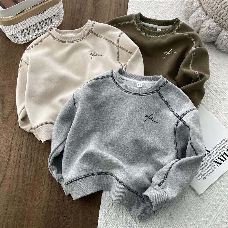 Spring Solid Sweatshirt Autumn Fashion Loose Casual Pullover Kids Long Sleeve Cotton Tracksuits Children Clothing 2-8 Years