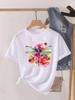 (Asian Size) Tee Top Women Sweet Flower Trend 90s Clothing Casual Short Sleeve T Shirt Fashion Print Lady Female Graphic T-shirts