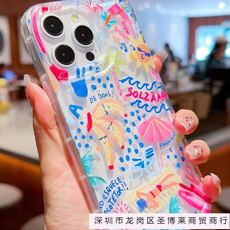 Красочный пляжный прозрачный защитный чехол для iPhone 13/12/11 Apple 15/14 чехол для мобильного телефона XR/XS