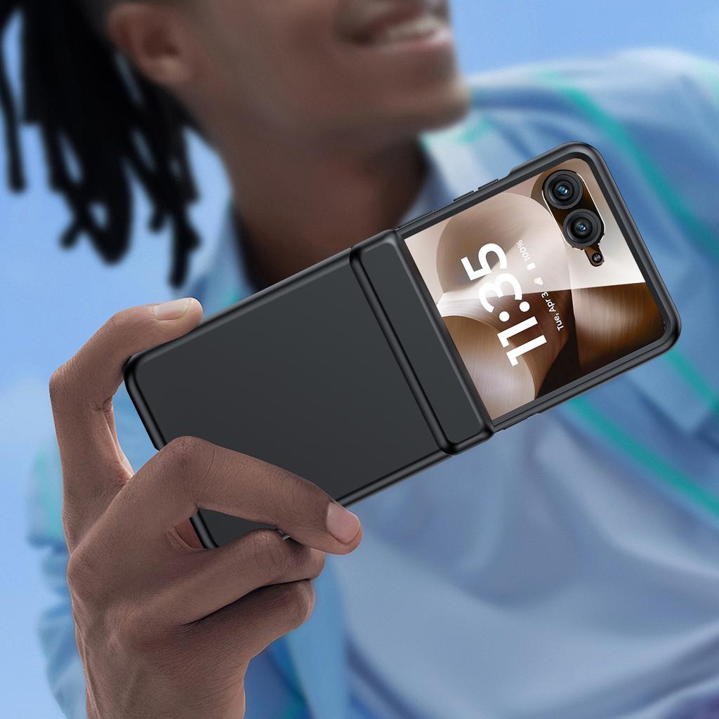 Для Motorola Razr 60 Ultra / Razr Ultra 2025 С защитой шарнира, Защитное стекло для экрана, Прочный противоударный чехол для всего корпуса, устойчивый к царапинам - Черный