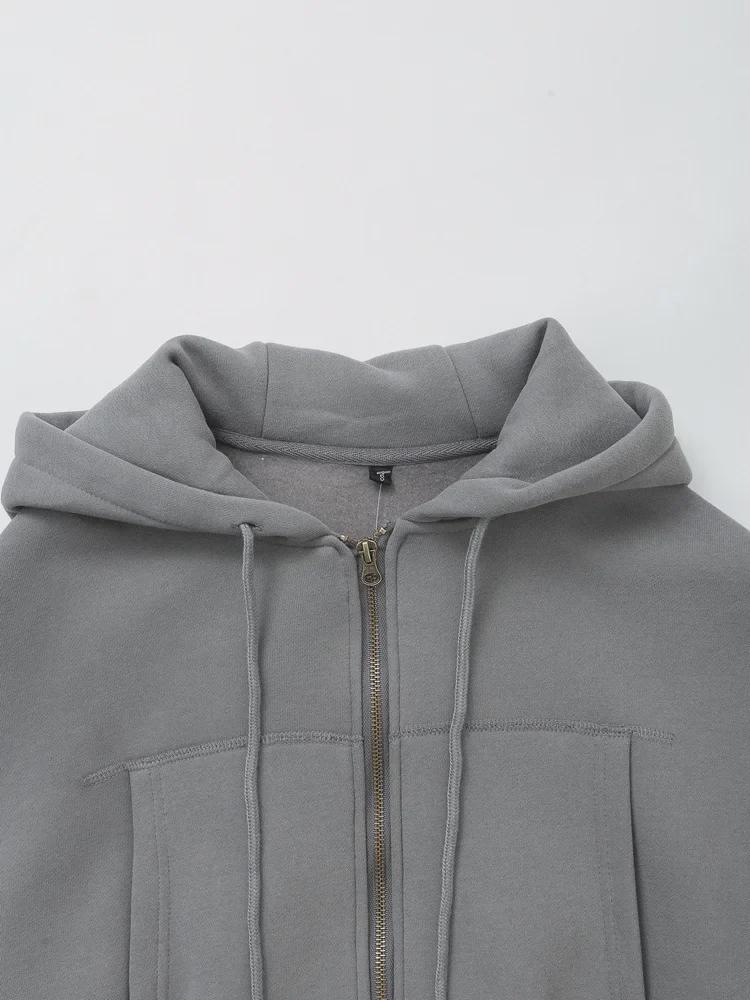 2024 Женская короткая толстовка с капюшоном и разноцветные фланелевые джоггеры — Европейская и Американская коллекция весна/осень