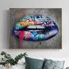 Fashion Lips Colorful Graffiti Painting Canvas Print Poster Wall Art Modern Style Picture for Living Room Home Decor Cuadros