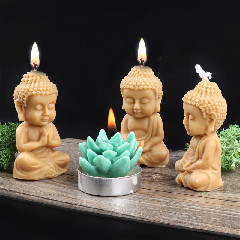 3D Little Buddha Candle Silicone Mold Handmade Buddha Aromatherapy Soap Resin Mold Church Candle Decoration Production Supplies