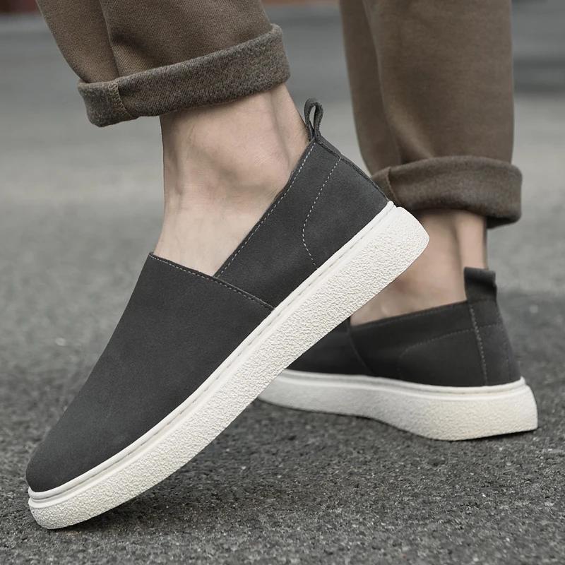 Luxury Men's Leather Shoes Comfy White Sole Casual Shoes Comfortable Soft Sole Handmade Designer for Men Sand Gray Men's Shoes