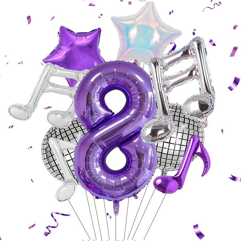Purple Music Theme Party Supplies 0-9 Digital Balloon Set 32 Inch Large Aluminum Foil Balloon Birthday Party and Carnival Decor