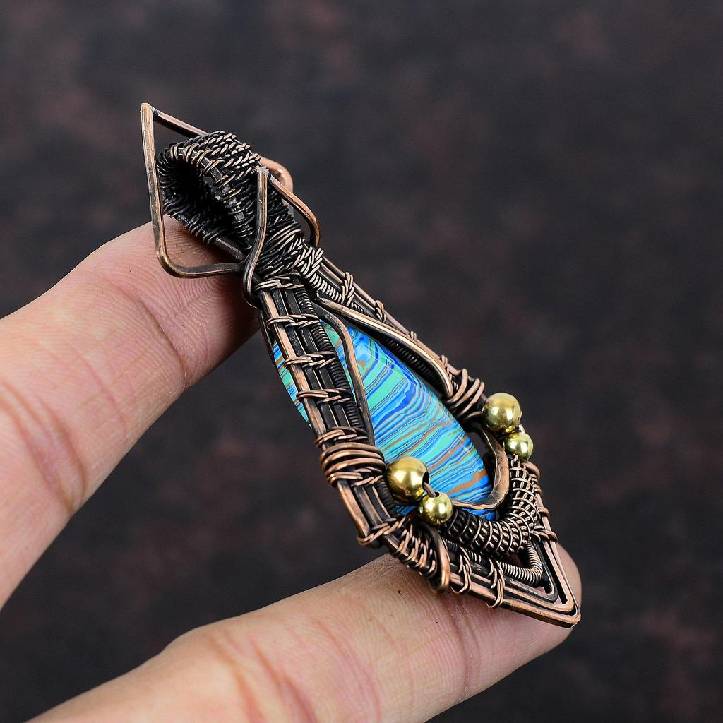 Подвеска Rainbow Calsilica, подвеска из медной проволоки, подвеска ручной работы, медные украшения, подвеска из драгоценных камней, подвеска из проволоки, подарок для женщин