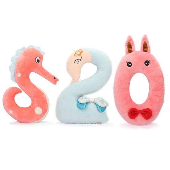 Digital Animal Doll 0-9 Cartoon Numbers Lovely Giraffe Seahorse Crocodile Plushies