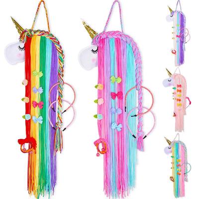 MIT Girl Women Fringe Hair Bows Storage Headband Organizer Unicorn Hair Clips Holder Unicorn Theme Party Decorations