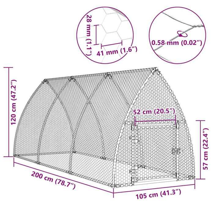 VidaXL Chicken Cage Silver 300x105x120 Cm Galvanized Steel, Chicken Coop, Chicken Run, Chicken Coop with Run, Hut 172553