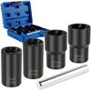 5Pcs Impact Bolt & Nut Remover Set - Chrome Vanadium Steel Lug Extractor with Twist Socket - Essential Tool Kit for Mechanics - 17mm, 19mm, 21mm, 22mm