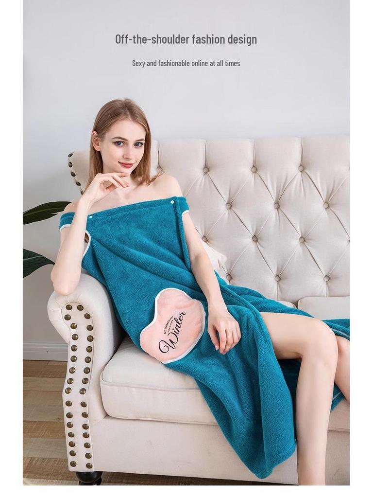 Женский банный халат из кораллового флиса с вышивкой в виде звезд, с открытыми плечами