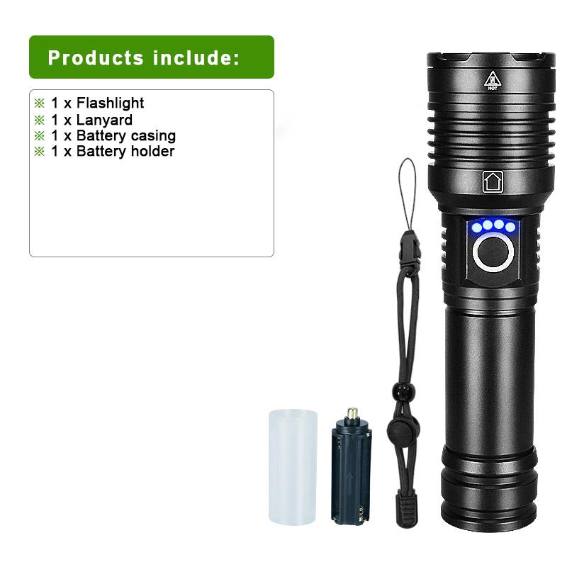 High Power Torch XHP360 LED Flashlight Self-protection Torch Light Waterproof Lamp Zoomable Flash Light Long Range Lantern