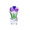 Handmade Crystal Tulip Sculpture Colorful Tulip Bouquet Statue  Home Table Decor
