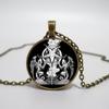 Satanic Goat Necklace Glass Dome Pendant Satanic Church Jewelry Inverted Pentagram Pendant Necklace