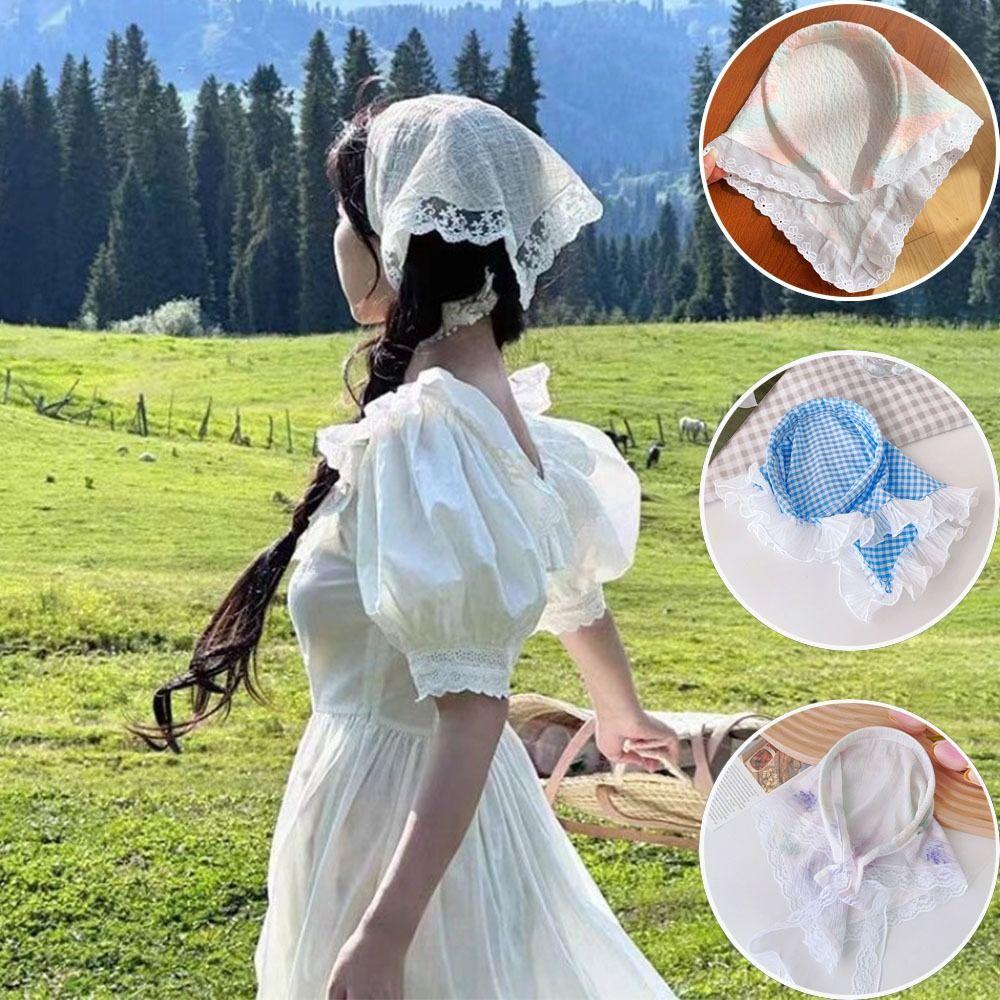 Hair Accessories Triangle Scarf Lazy Person Lace Headscarf Sun Protection Headscarf