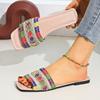 Women Slippers Fashion Summer Outdoor Beach Sandals Square Head Luxury High Quality Slippers Home Slides Women Zapatos De Mujer