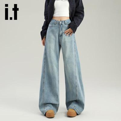 Izzue It Женские джинсы из денима с высокой посадкой, свободные, широкие штанины