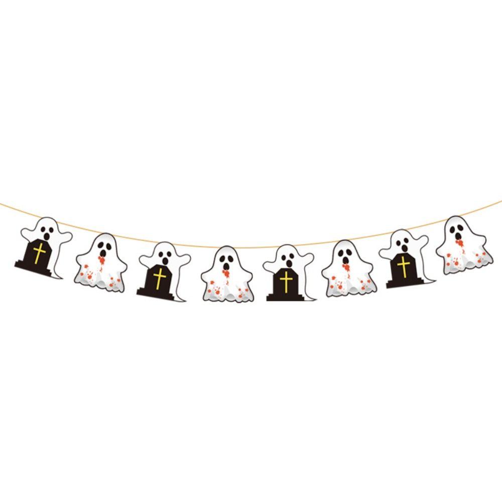 Ghost Haunted House Pull Flags Pumpkin Ghost Garden Banner Funny Halloween Flags  Party Supplies