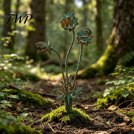 Bold Garden Accent Carnivorous Plant Stake Whimsical Decoration Rusty 2D Flat Large Flytrap Sculpture for Yard Art Lawn Flower Bed Planter Unique