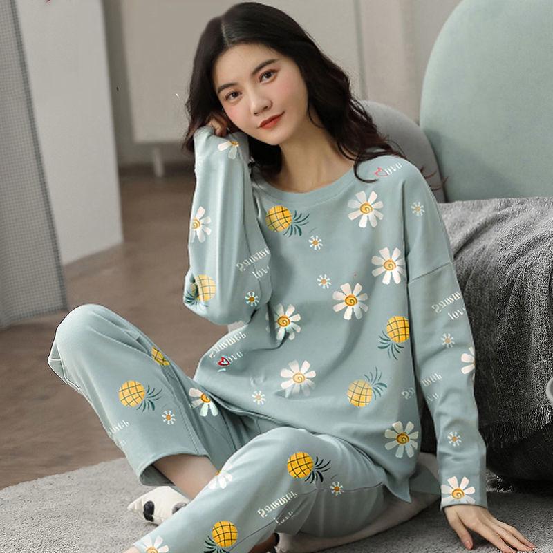 Plus Size Women's Korean Style Winter Pajamas Set, Long Sleeve Loose Fit Two-Piece Homewear, Casual Loungewear Suit for Indoor & Outdoor Wear
