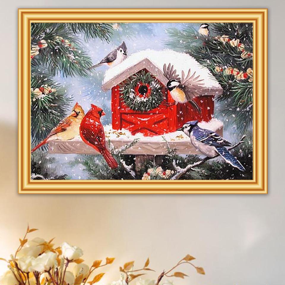 5D алмазная картина животные птицы зимний пейзаж полная дрель квадратная алмазная вышивка мозаика картина из стразов домашний декор