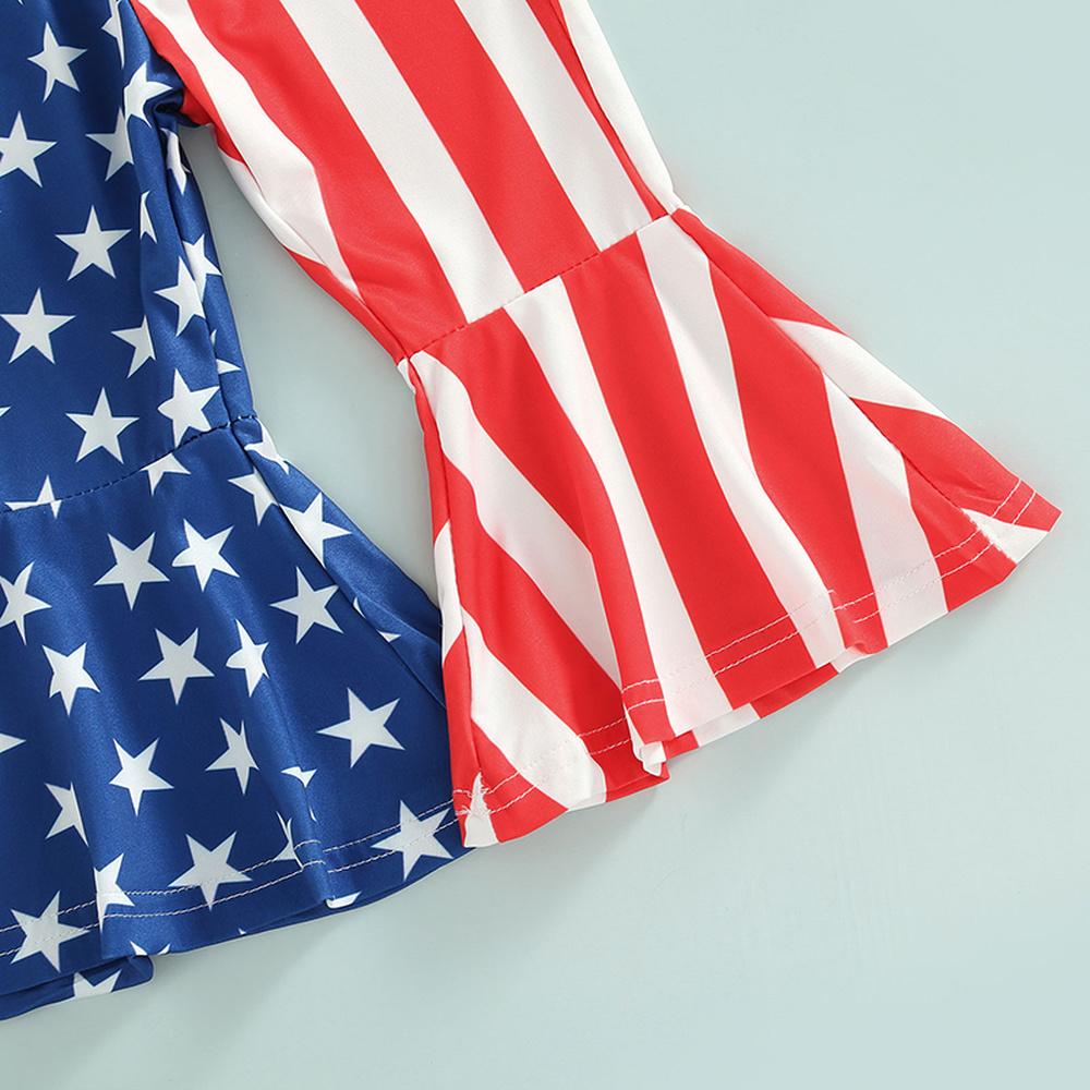 Белый жилет для маленьких девочек, топ и брюки-клеш с принтом в виде звезд, комплект из 2 предметов, одежда для детей 1–5 лет