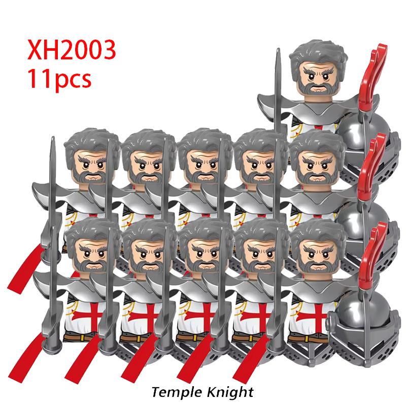 11 шт. Средневековые Древние Тяжелобронированные Рыцари-Тамплиеры Крестоносцы Военные Солдаты Вооружение Модель Строительные блоки Детские игрушки