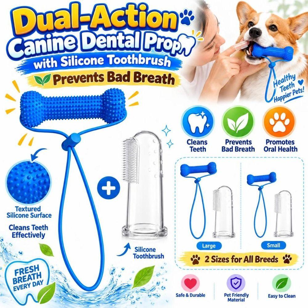 PVC Dual-Action Canine Dental Prop Dog Toothbrushing Toy For Easier Teeth Brushing