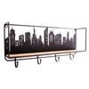 [A1417] - Wooden Shelf Hook 'City' Black Beige - 50x22x9 Cm