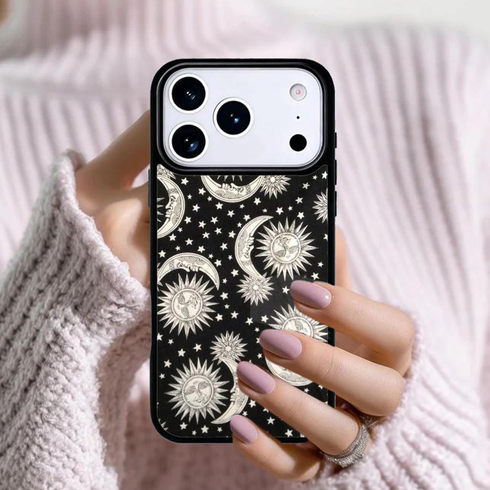 Celestial Mosaic Sun Moon Phone Case For Apple iPhone 17 Air 16E 15 14 Plus 13 12 11 Pro Max Mini Funda Cover