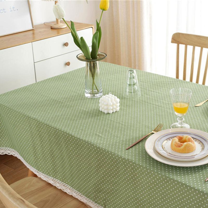Скатерть в горошек, хлопковая клетчатая скатерть, кружевная кисточка, прямоугольная ткань для обеденного стола, пылезащитный чехол