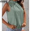 Women's Fashion Casual Summer Spring Solid Color Print Sleeveless O-Neck Blouses & Shirts