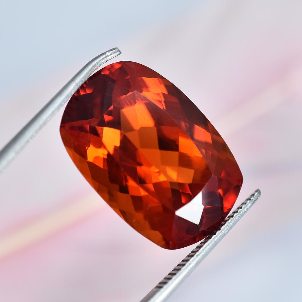 AA++ 17.95 Ct Natural Orange Sapphire Cushion Cut Loose Gemstone