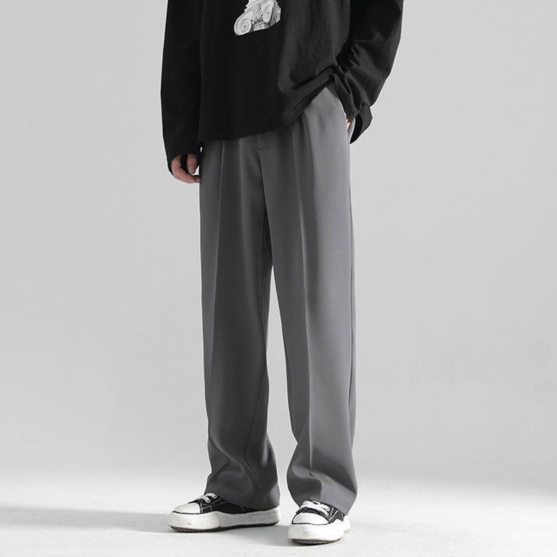 Мужские брюки свободного покроя Nine-Point в гонконгском стиле с широкими штанинами