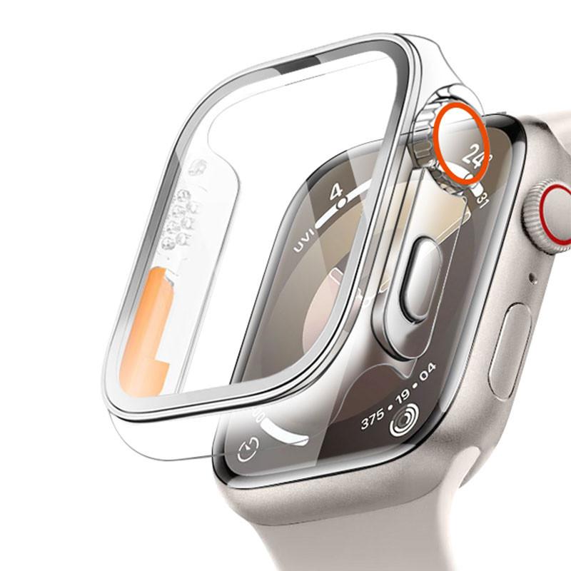 Стекло + чехол для Apple Watch, переход на Ultra iWatch Series 4, 5, 6, 7, 8, 9, 45 мм, 41 мм, 44 мм, 40 мм, защитная крышка для экрана, обновление до Ultra