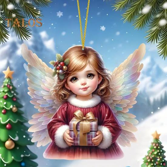 Украшение на рождественскую елку с шнурком, легко повесить 2D подвеску в виде маленькой девочки-ангела на сумку для автомобиля, брелок, украшение
