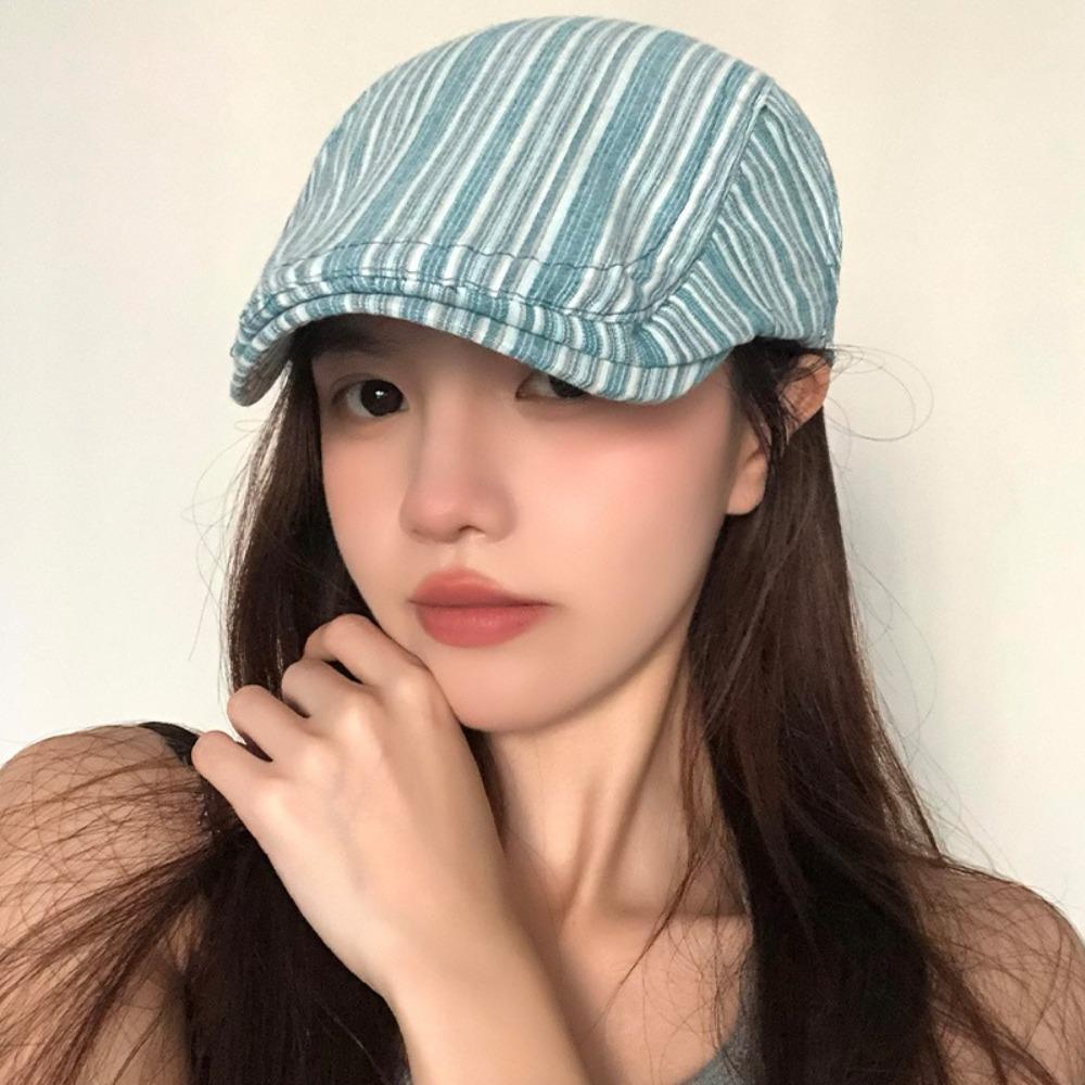 Кепки Y2k с козырьком, полосатая шляпа художника, ретро кепка газетчика, береты