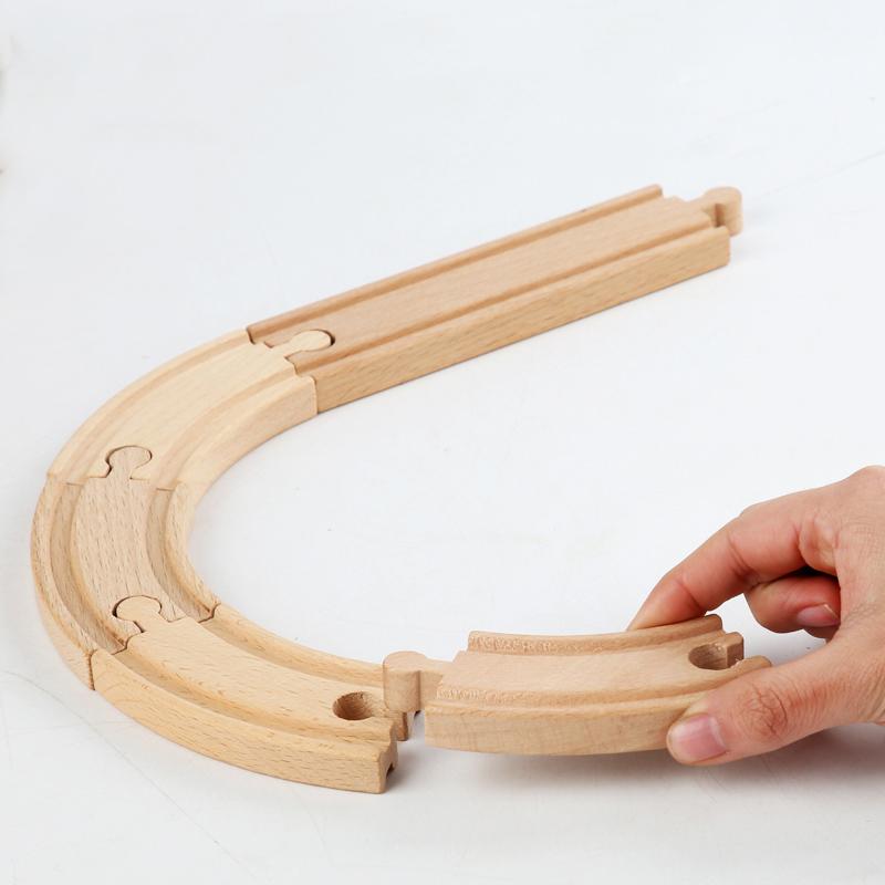 25 шт. деревянный мост, туннель, городская железнодорожная эстакада, игрушечный автомобиль, сцена, комбинированный поезд, рельсовые пути, аксессуары, буковый проигрыватель DIY