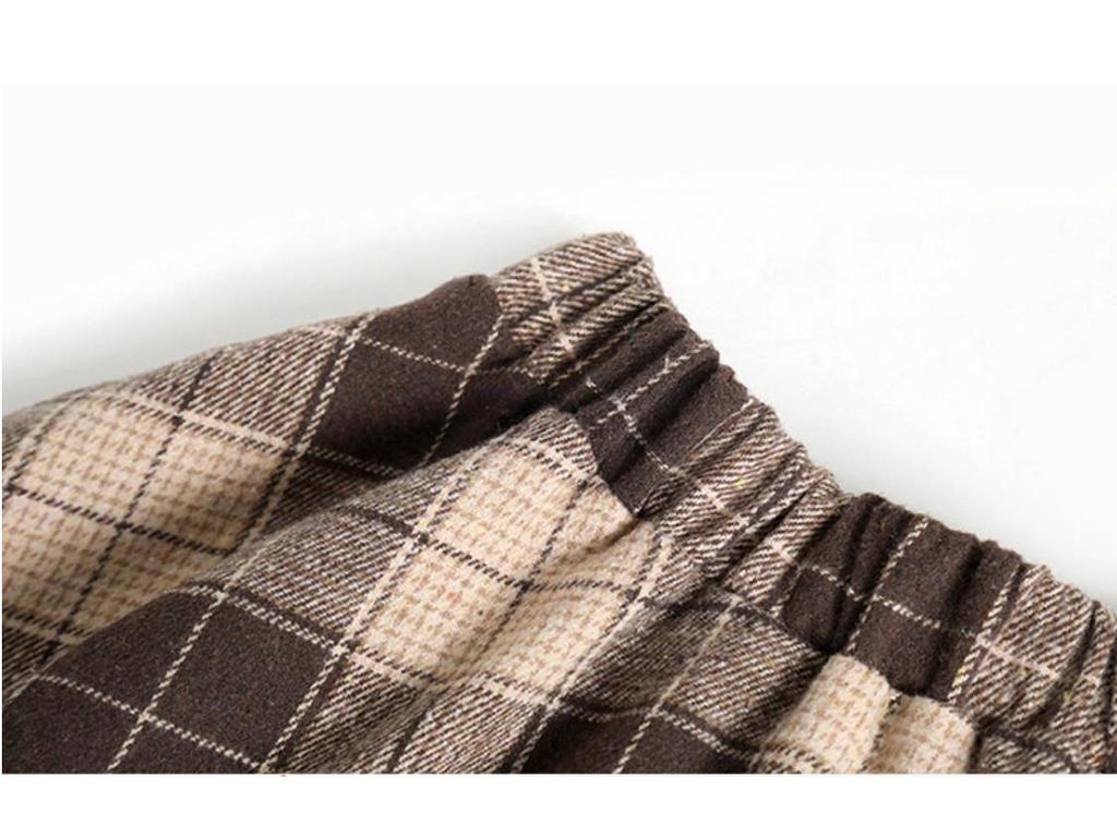 Milk Tea Woolen Plaid A-line Skirt for Autumn/Winter – High Waist, Slimming Midi for Students