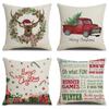 Sofa Home Decor Red Truck Deer Chair Pillow Cover Cushion Cover Pillowcase Christmas